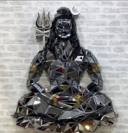 Lord shiva 3D glass wall mounted